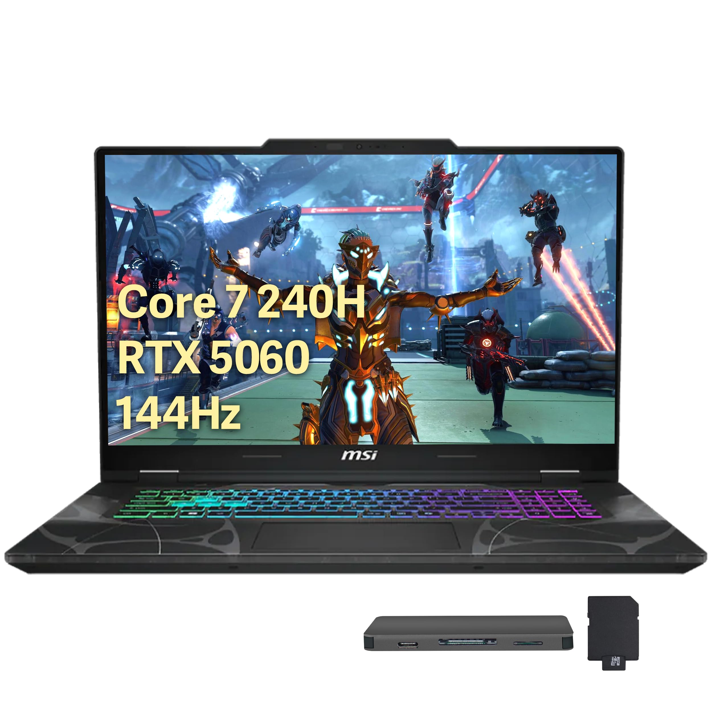 msi Cyborg 15.6" 144Hz FHD IPS Gaming Laptop, Intel Core 7-240H, 16GB RAM,1.5TB Storage (512GB SSD+1TB Docking Station), NVIDIA GeForce RTX 5060,