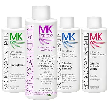 Express Formaldehyde-Free Brazilian Keratin Hair Treatment Kit Blowout Straightening No Wait Formula Natural Organic Results with Shampoos and Conditioner Keratina Para Alisar El Pelo
