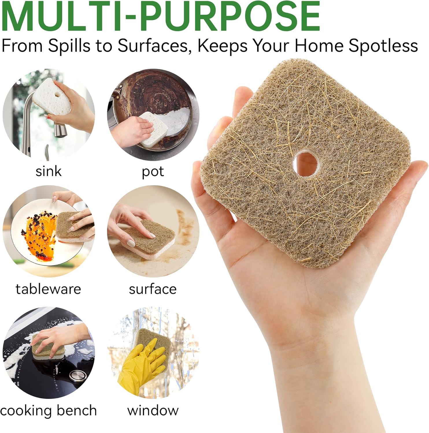 Biodegradable Natural Kitchen Spons, postable Cellulose & Coconut​​
