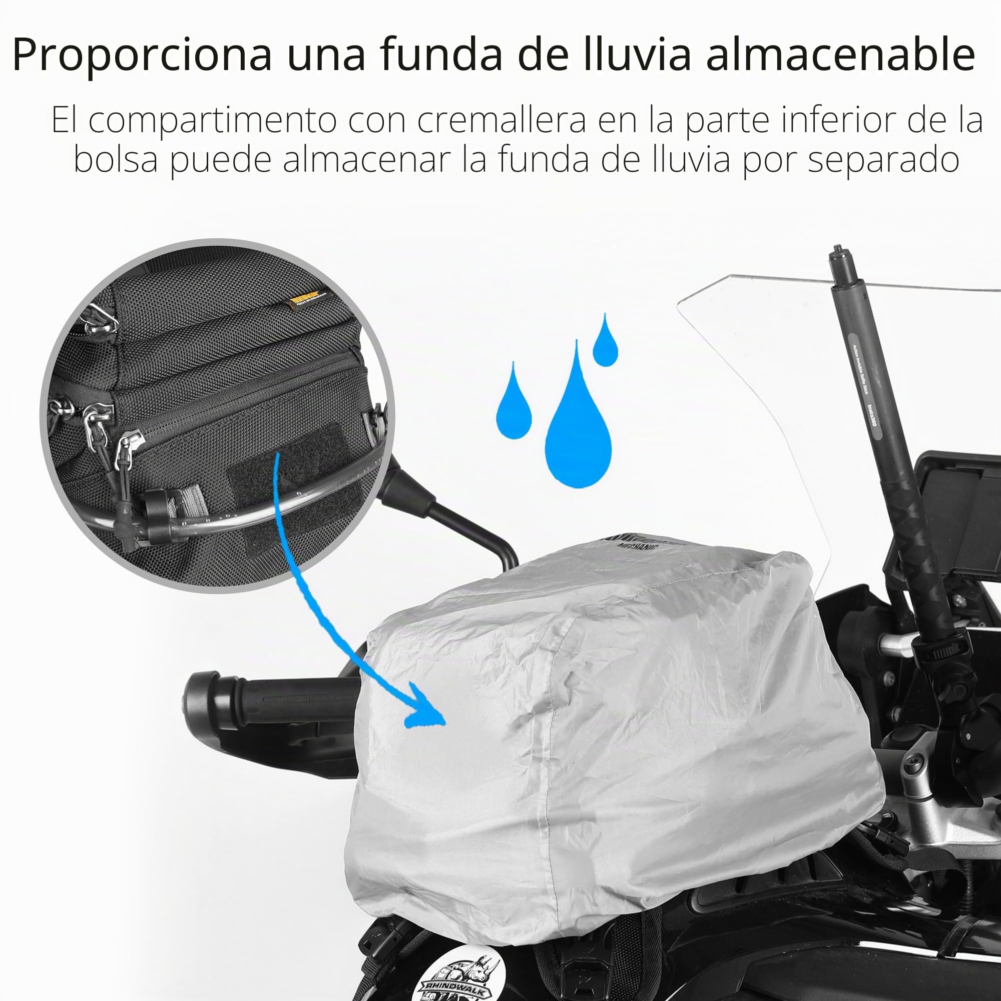 Rhinowalk Mochila para tanque de motocicleta, bolsa de agua separada, bolsa de lona con sistema Molle, se adapta a la mayoría de marcos de motocicleta de aventura y deporte