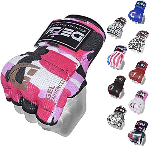 Miniatura 7 de DEFY - Guantes interiores acolchados con correa de 29.5 in de largo, guantes interiores de boxeo con protección de nudillos acolchados de gel, para