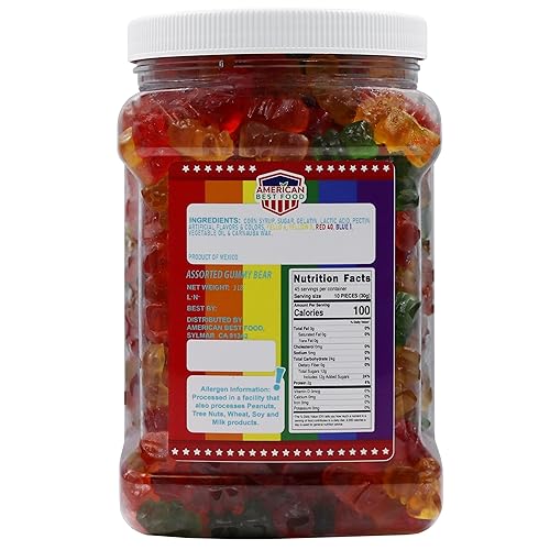 Miniatura 2 de American Best Food Surtido de 6 colores Rainbow Gummy Bears Jar (3 lb)