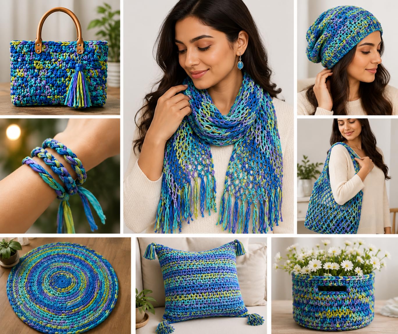 KnitSilk Sari Seidenbandgarn, super sperrig, mehrfarbig, recyceltes Seidenband, 50 g pro Knäuel, 10 Stück, weiche Textilfaser zum Stricken, Häkeln, Weben, Makramee, Faserkunst und Bastelprojekte