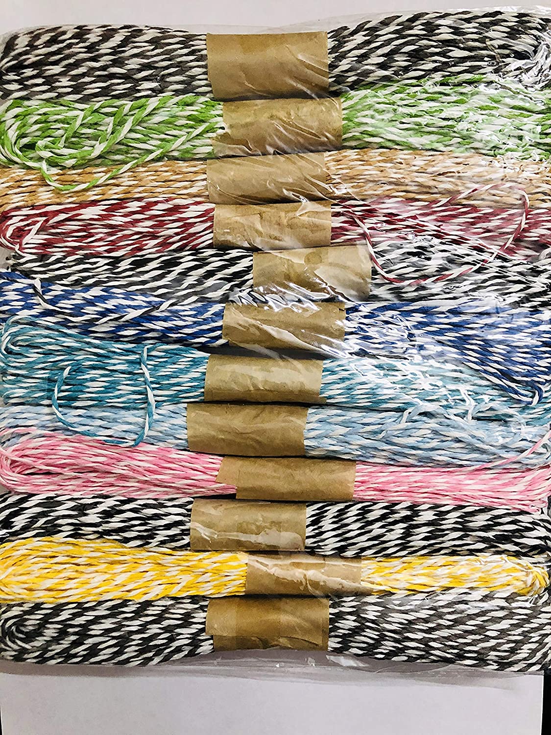 ikis Pack of 10 (100 mtrs) Multi-Coloured Twisted Paper Rope Threads (Raffia Rope) for DIY Art and Craft Projects and Decoration