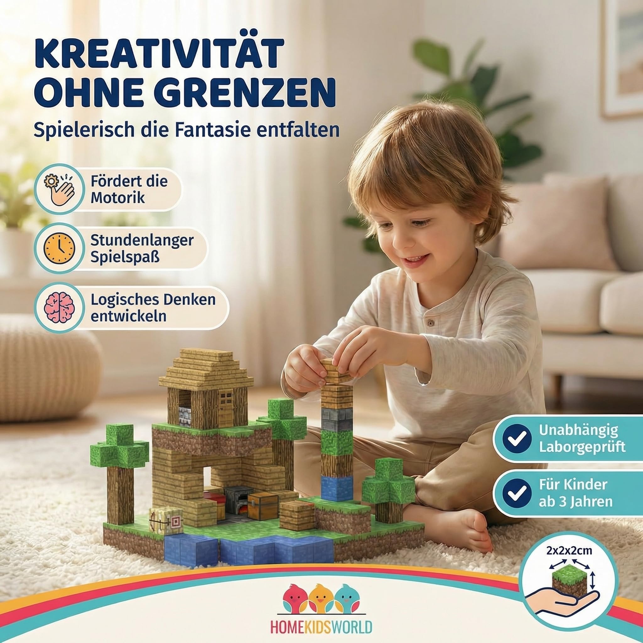 Magnetische Bausteine - enthält 95 Magnetbausteine im Stil Einer Mine, unabhängig laborgeprüft, fördert Kreativität, Flexible Bauweise, Kinder ab 3 Jahren