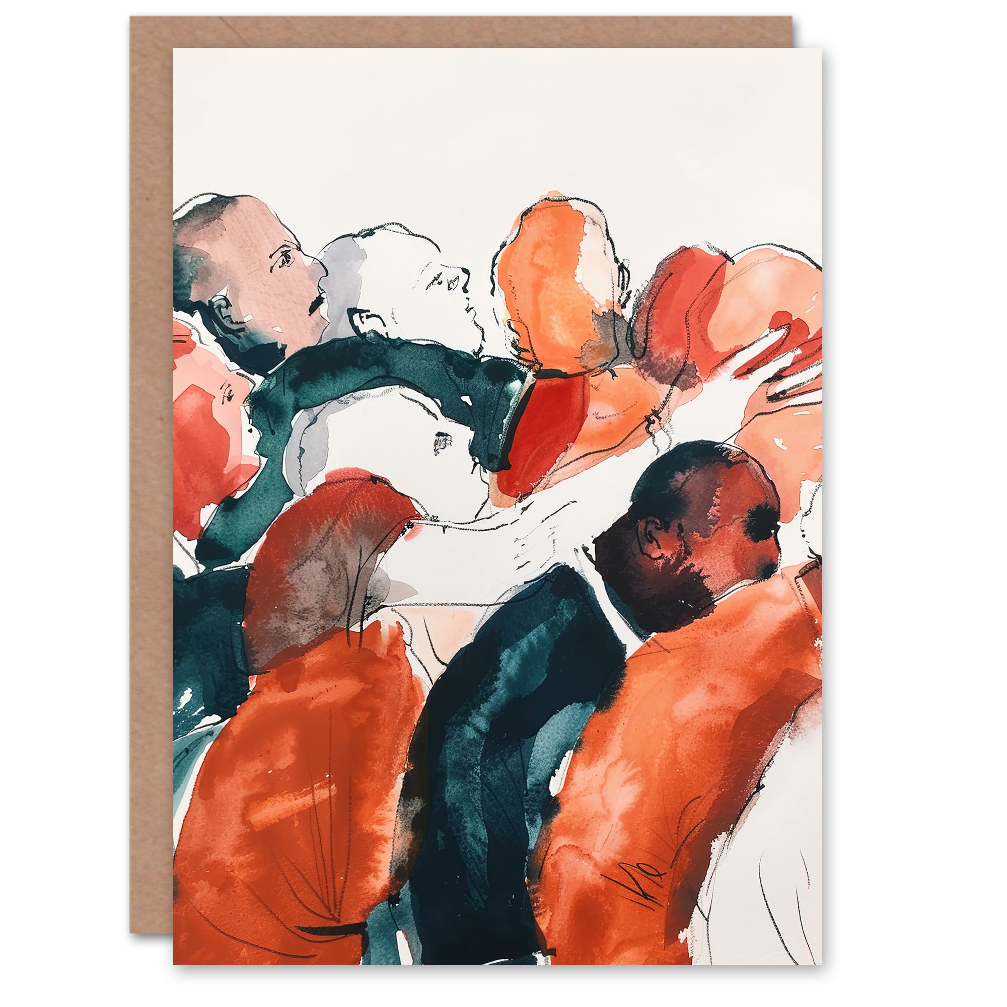 Artery8 Greeting Card Sport Rugby Football Scrum Close Up Watercolour For Him Man Birthday Card