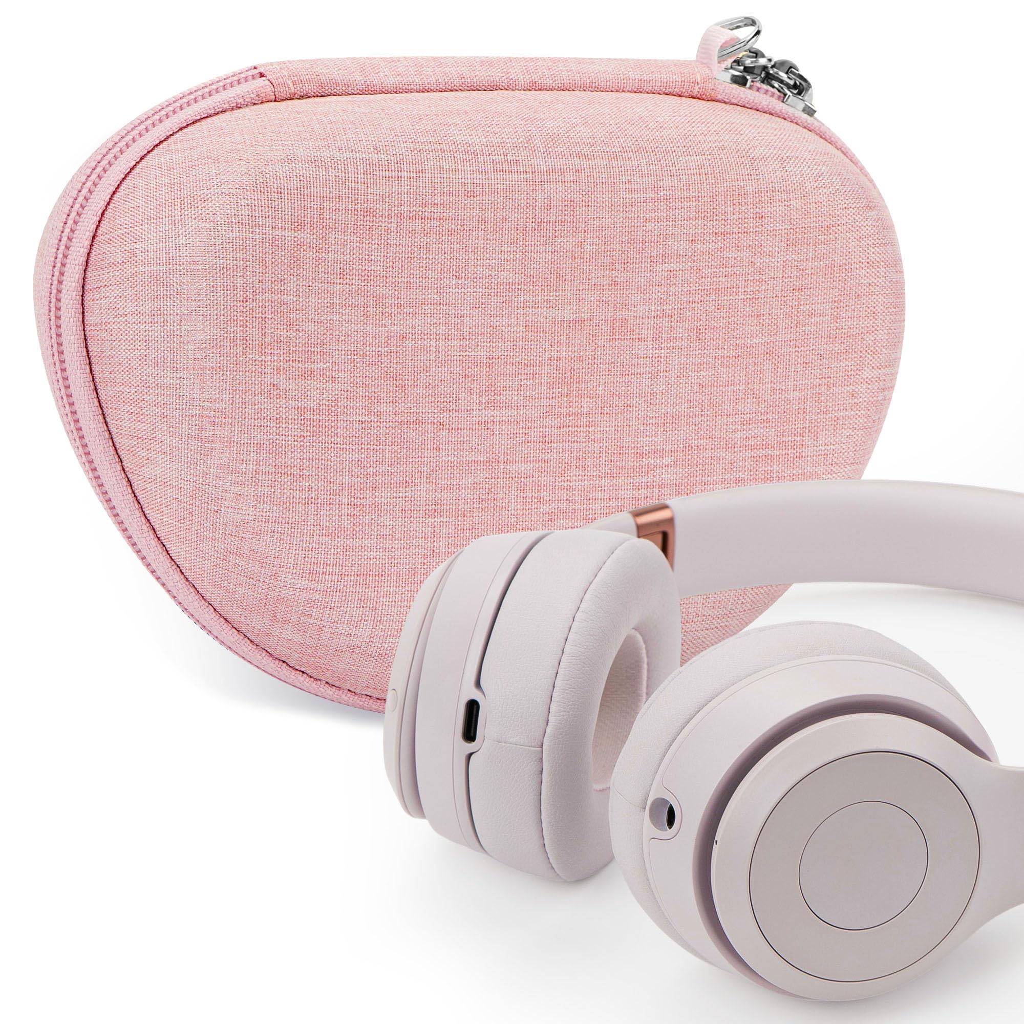 GEEKRIANOVA Headphones Case Compatible with Beats Solo4/3/2/HD, Replacement Hard Shell Travel Carrying Bag with Cable Storage (Pink)