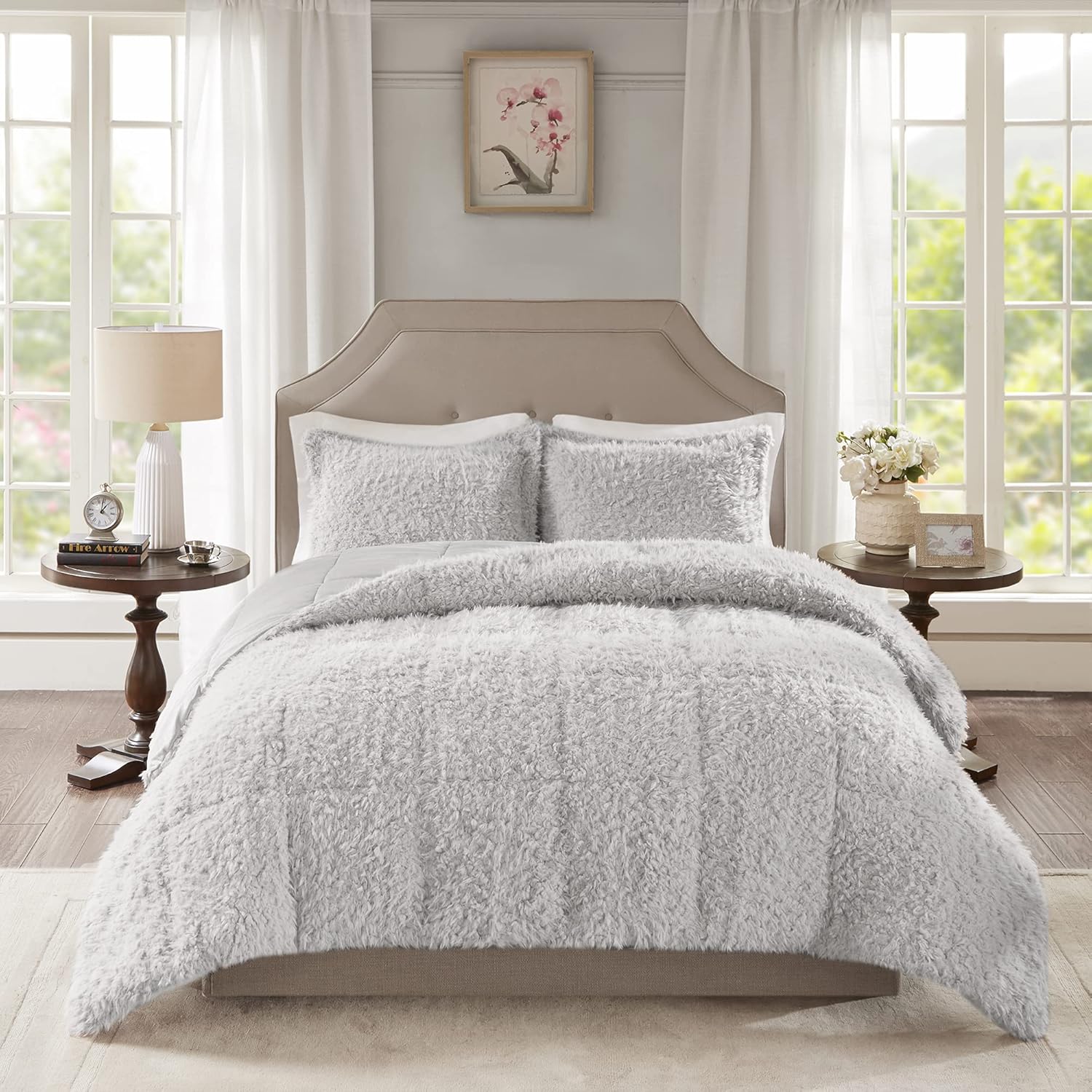 Top Brands Madison Park Nova Luxury Soft Mohair Reverse Faux Mink Comforter Set, Full/Queen, Grey Best Deal Product Madison Park Nova Luxury Soft Mohair Reverse Faux Mink Comforter Set, Full/Queen, Grey