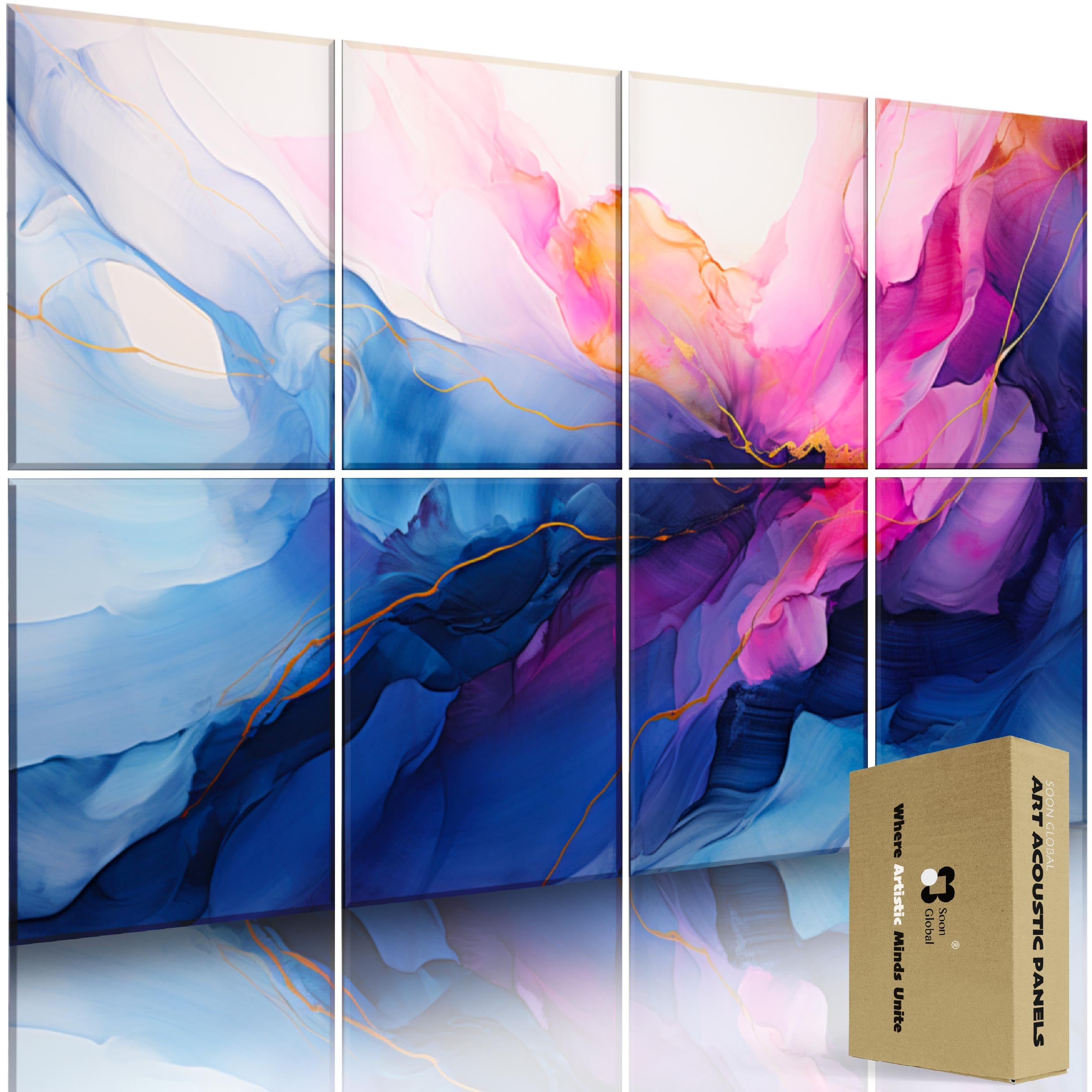 8-Pack Acoustic Panels, Soundproof Wall Panels, 48 X 32 Inches Sound Absorbing Panels, Decorative Acoustical Wall Panels, Acoustic Treatment for Recording Studio, Opulence