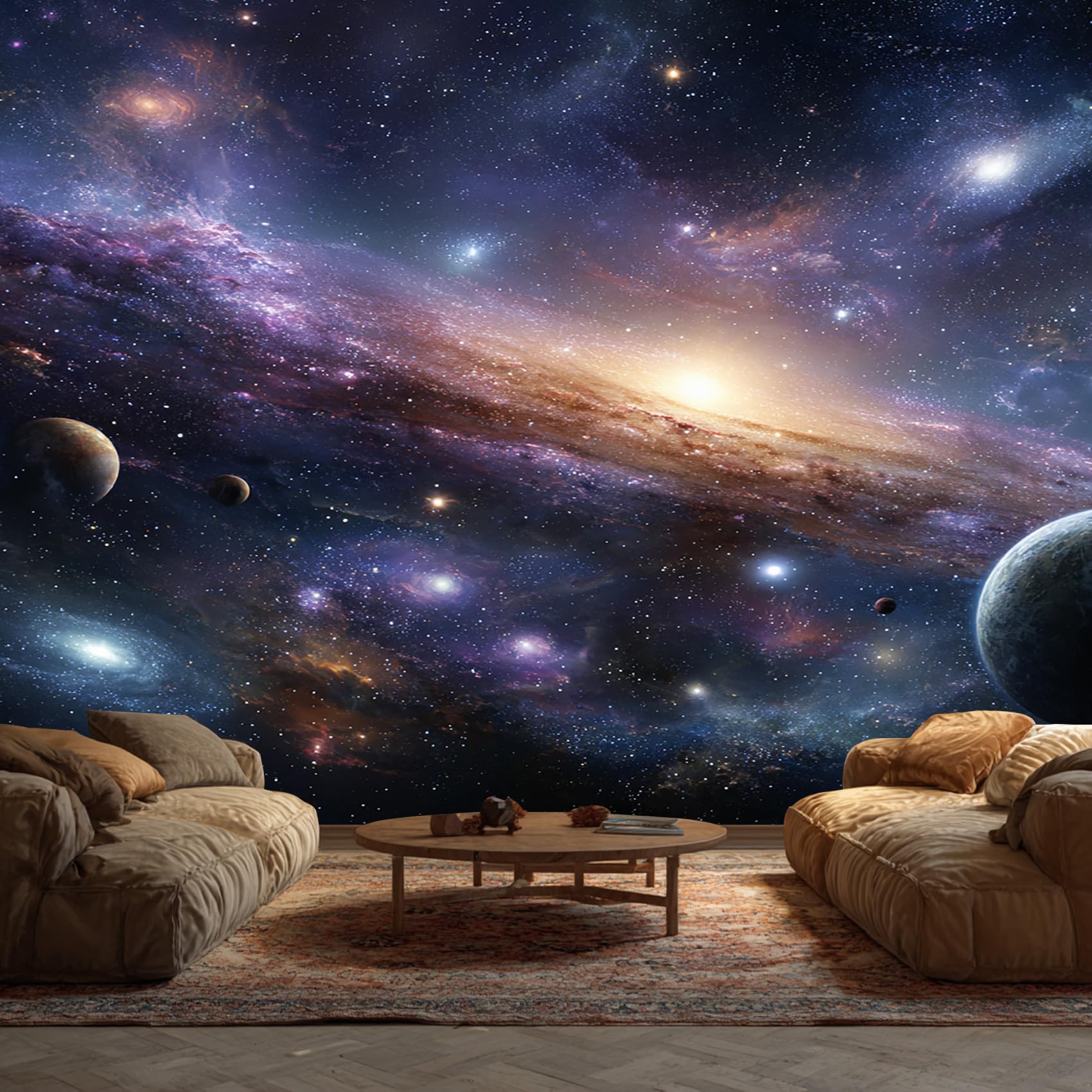 Papier peint univers pour chambre d'enfant et salon moderne déco panoramique géante