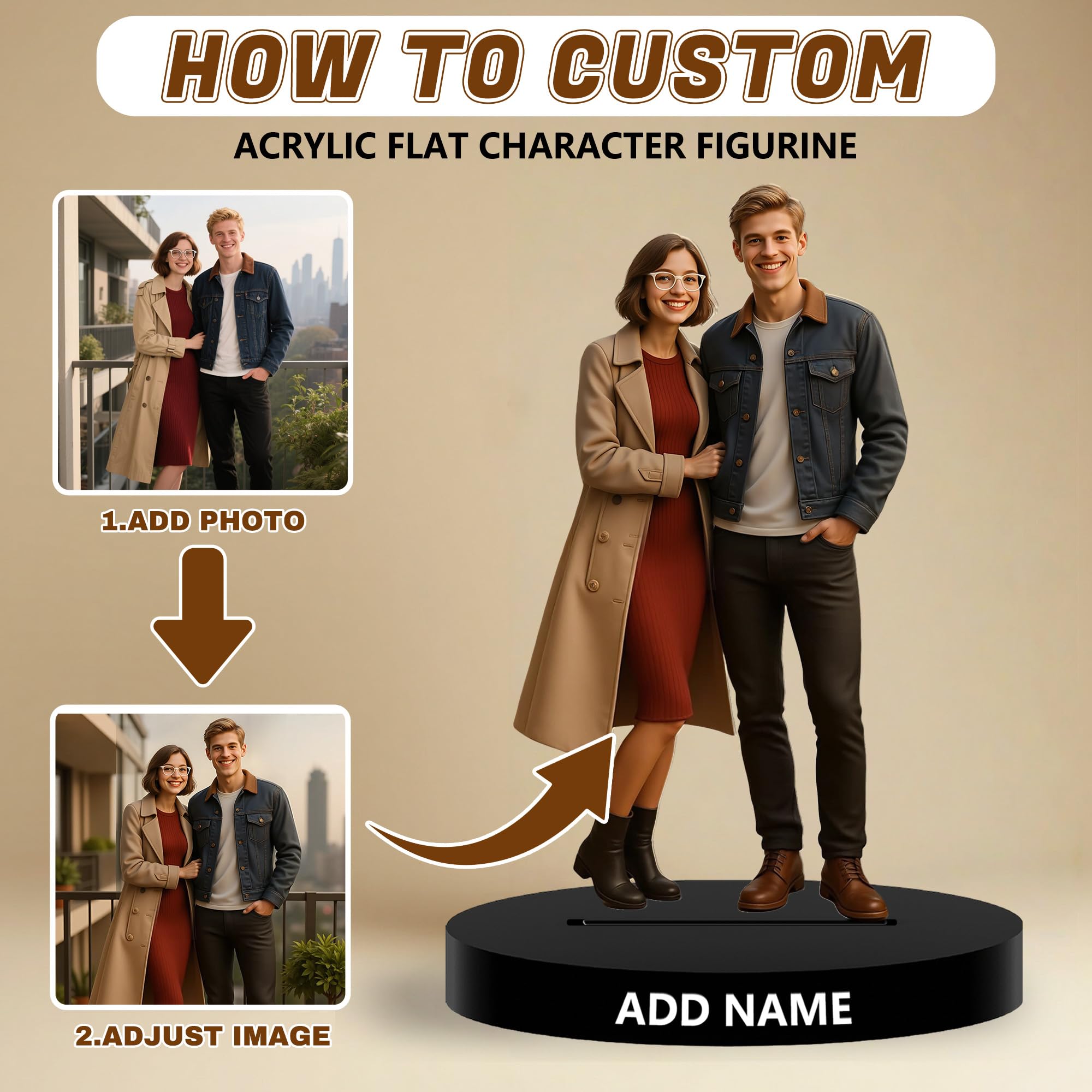 Figura Personalizada con Foto en Caricatura, Decoración Escritorio, Regalo San Valentín