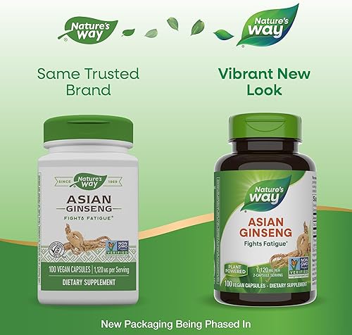 Miniatura 2 de Natures Way Ginseng asiático de hierbas premium combate la fatiga 1120 mg por porción vegano 100 cápsulas