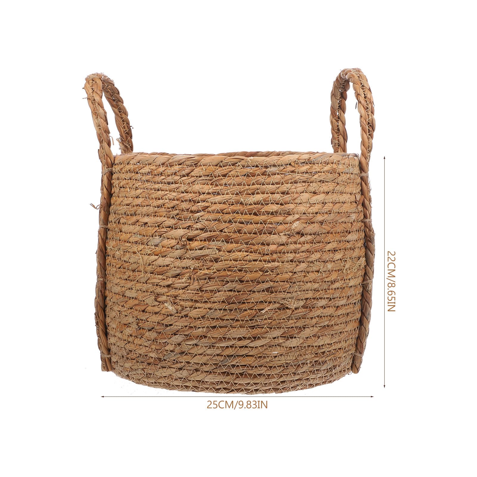 Panier à Plantes Tressé en Jonc de Mer Poignées, Utilisable comme Jardinière D’Intérieur et Panier de Rangement Petit Format
