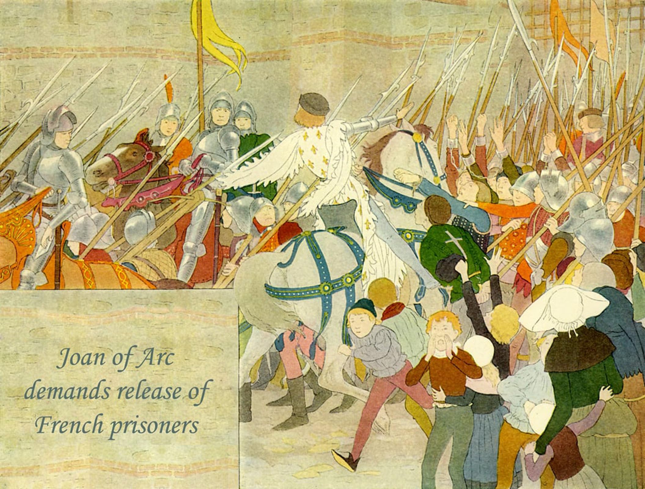 ARTXLXXBN Famous Art Print Poster Vintage Wall Art Joan of Arc Demands Release of French Prisoners by Louis Maurice Boutet De Monvel Canvas Art Poster for Home Decor 60x90cm