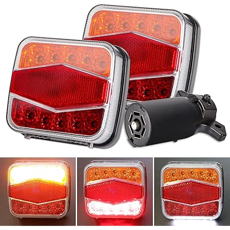 Magnetic Wireless Trailer Lights Kit - IP67 Waterproof LED Tail Lights, Super Bright, Rechargeable, 2.4GHz, With Transmitter For Trucks & Trailers