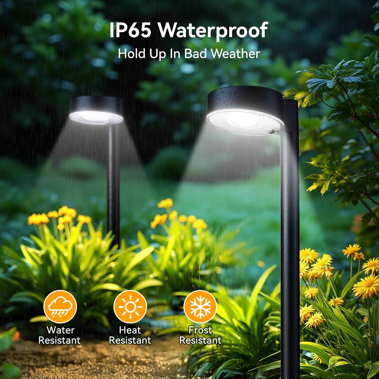 BUCASA Lampade solari per esterni, giardino, 8 pezzi, luce bianca fredda chiara | Lampada solare a LED da 6000 K, impermeabile IP65, per prato, terrazza, cortile, balcone, decorazione