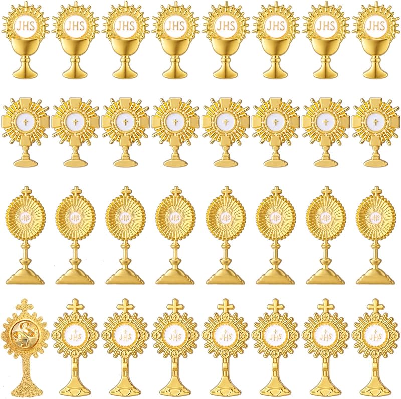 First Communion Lapel Pin Catholic Monstrance Pins Blessed Sacrament Jesus Religious Christian Favor