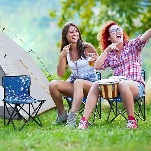 Miniatura 6 de KLL Blue America Flag Stars Patriotic 4th of July Compact Camping Chairs Ultra Lightweight Backpacking Camp Chair with Carrying Bag Hiking Chairs