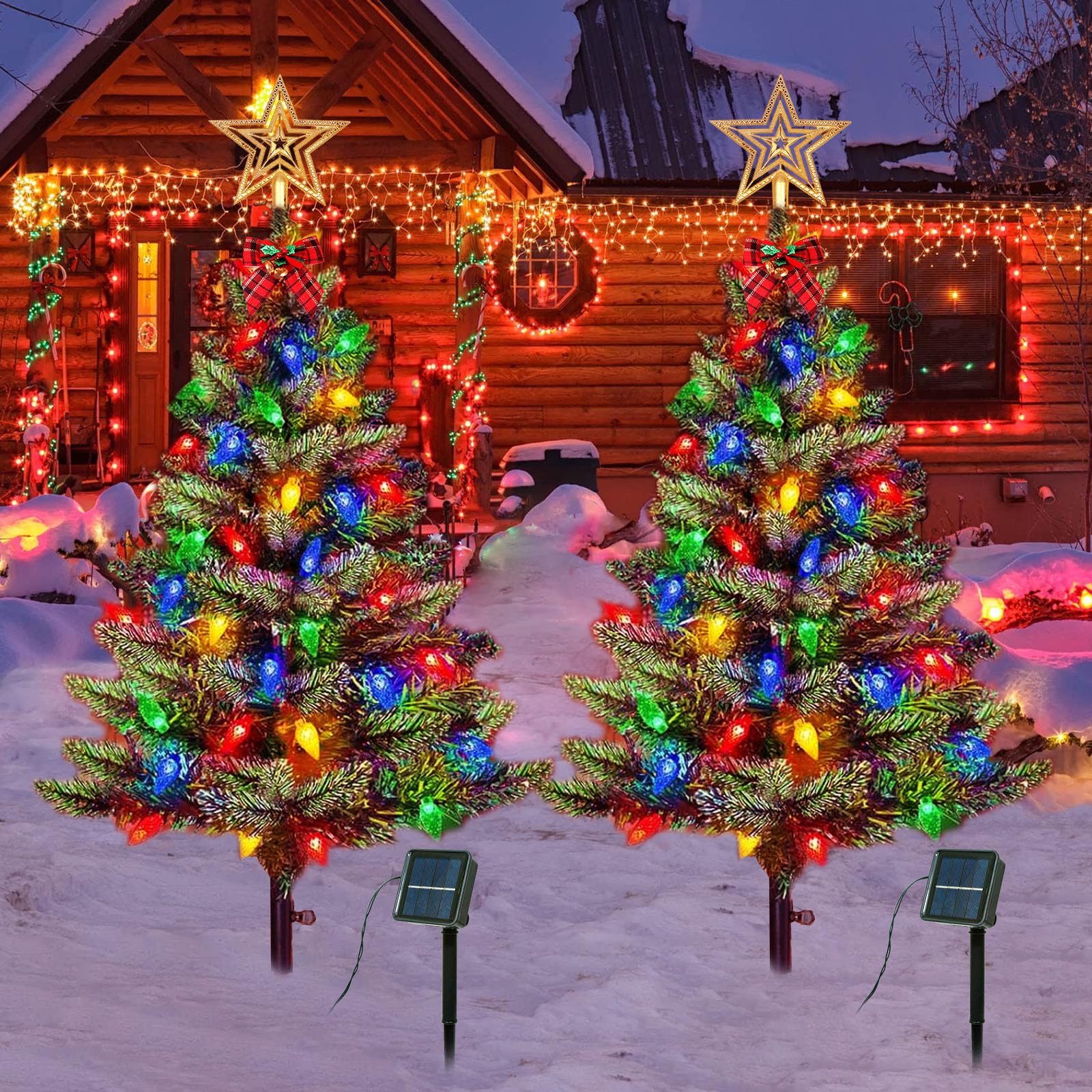 Sapins de Noël solaires extérieurs de 1m : finis les câbles dans le jardin