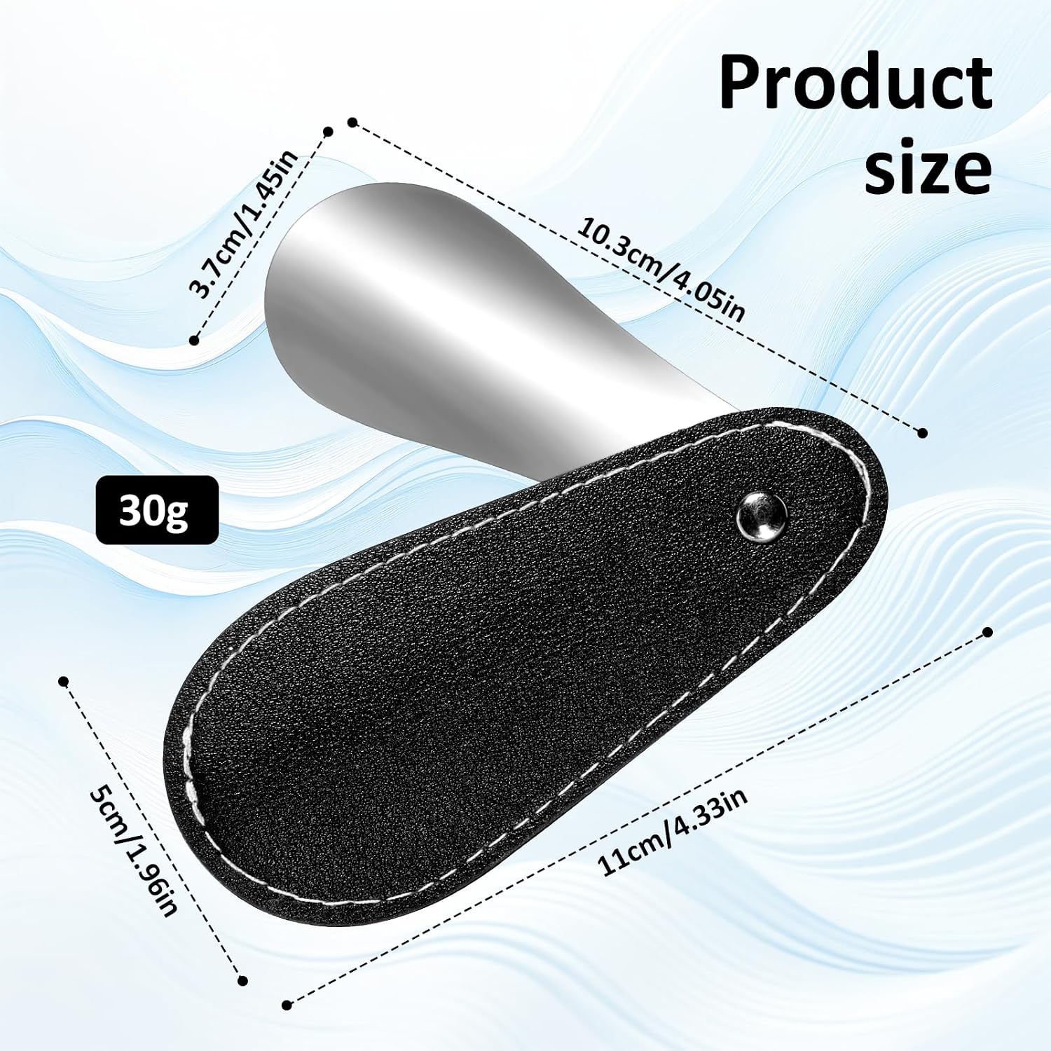 InnoHHustle Short Shoe Horn with PU Leather Cover 4.3 Inch Metal Shoe Spoon Portable Mini Travel Leather Shoehorn Travel Shoes Spoon Helper Short Shoes Tongue Pocket Handled Shoespooner for Women Man image 2