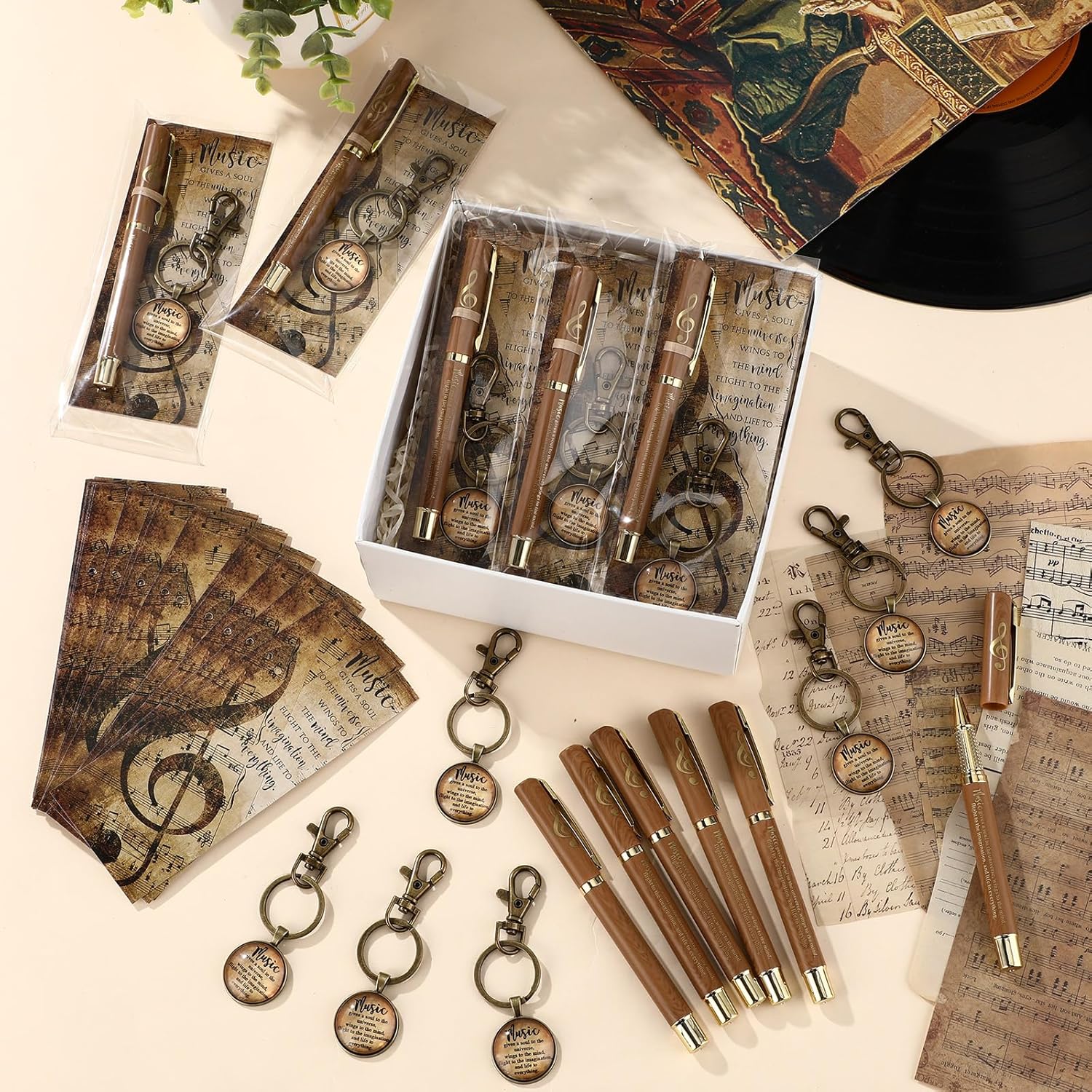 Spakon 30 Sets Music Gifts Set Music Themed Thank You Gifts Keychains Pens Bookmarks OPP Bags Sets Musician Appreciation Gift for Teacher Choir Valentines - Image 4