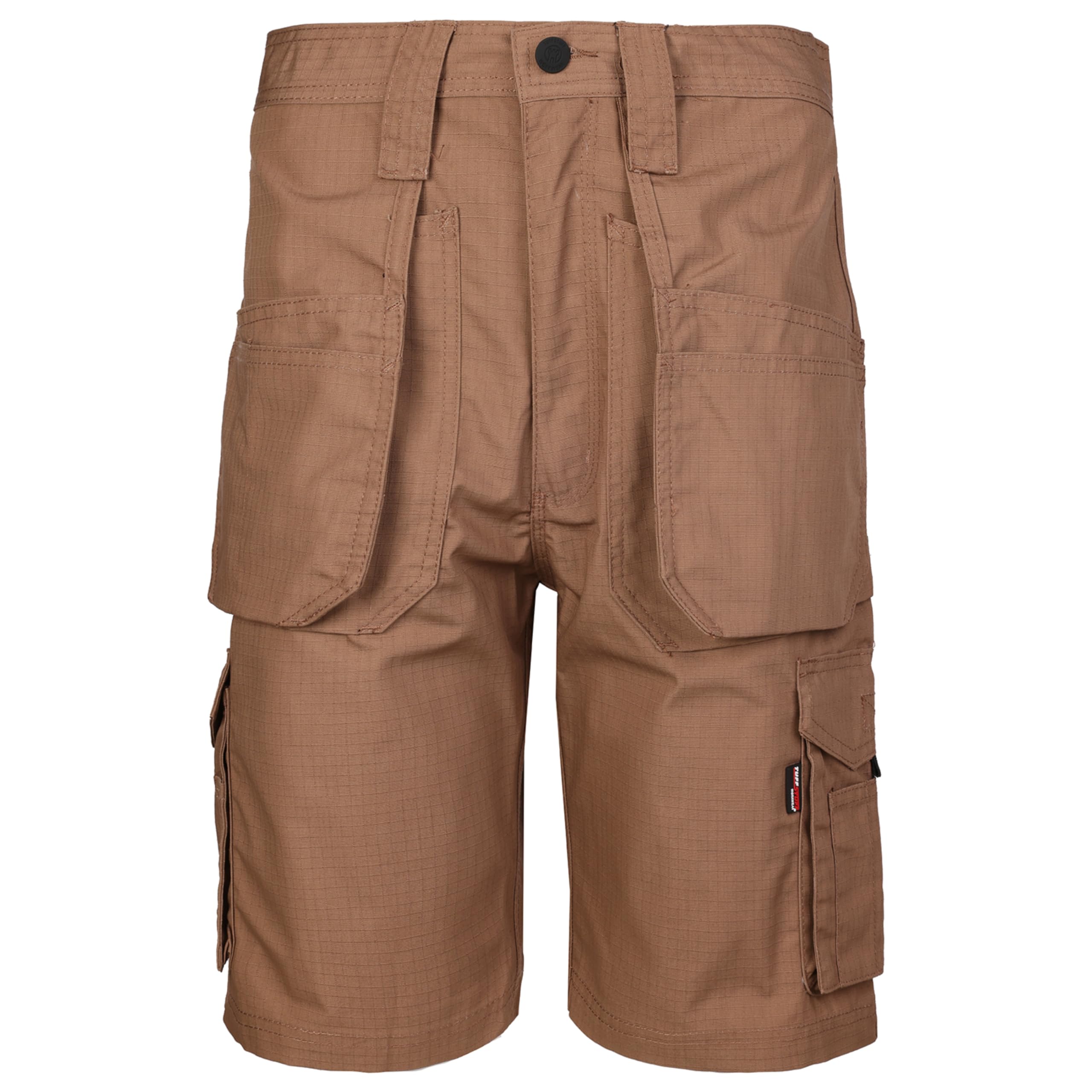 TuffStuff - Sand Coloured Enduro Work Shorts, 28" Waist - Durable Ripstop Cargo Shorts with Triple Stitching, YKK Zip, Holster & Hammer Pockets - Durable Easy Care Summer Workwear - Functional Design