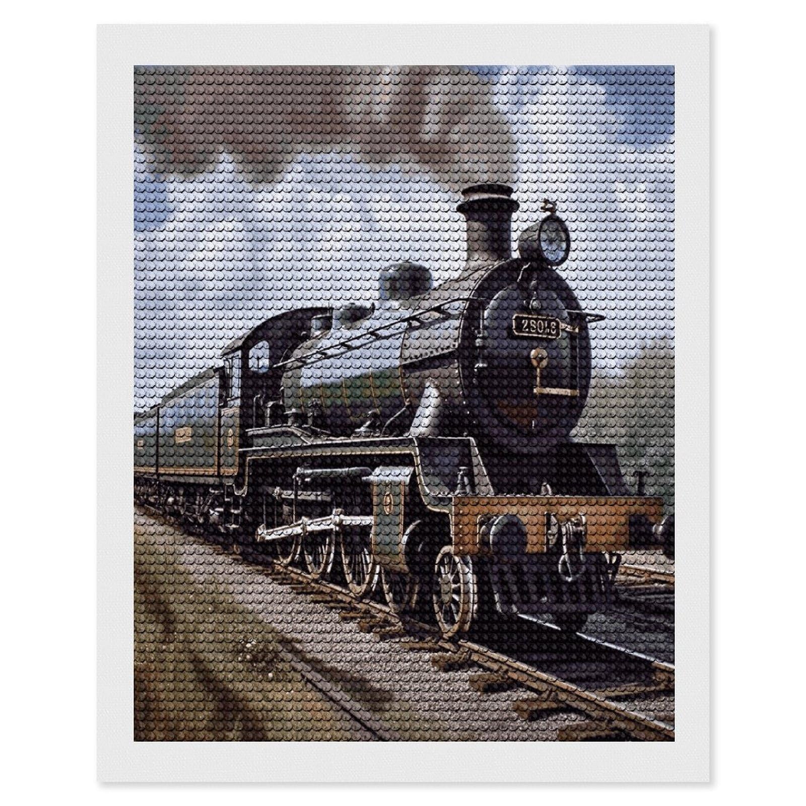 FekiLoot Diamond Art Kits for Adults, DIY 5D Steam Locomotive Train Diamond Painting Kits for Beginners, Full Round Drill Diamond Dots Painting Gem Art Crafts for Home Wall Decor & Gift 16"x20"