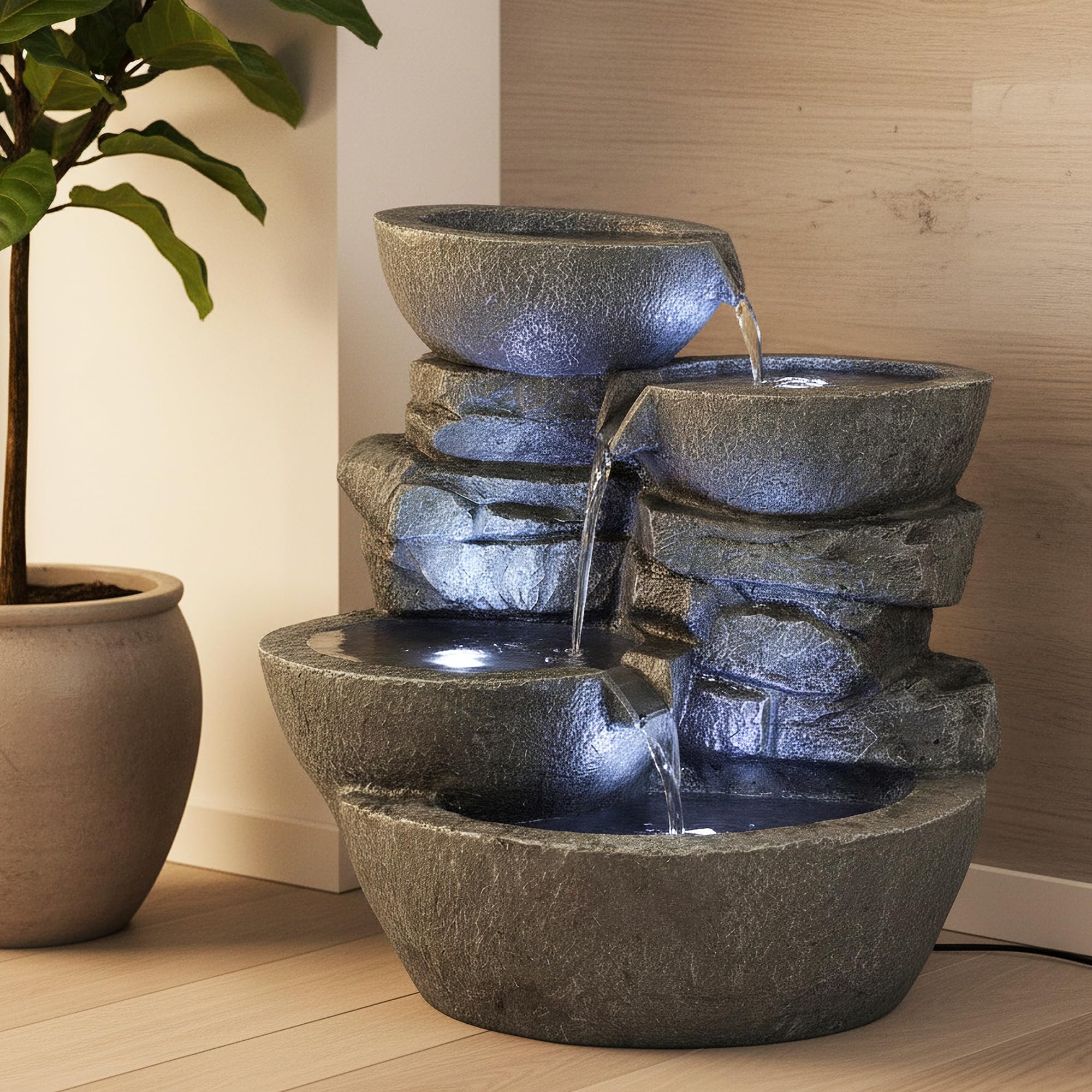 modern fontein Niagara - Met led lichtjes - 131 cm groot kopen