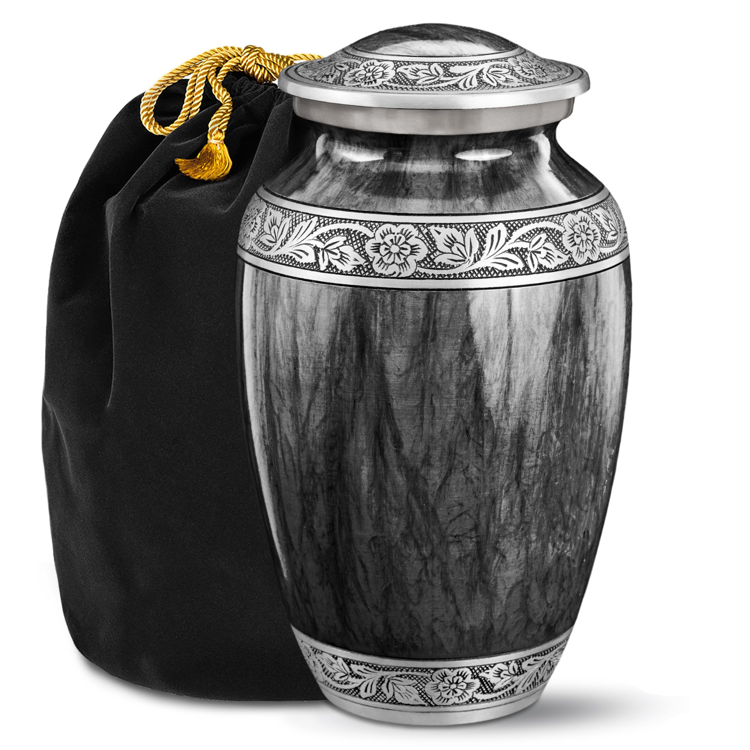 Black Watercolor Urn for Ashes Adult Male – Large Cremation Urns for Human Ashes – Memorial Funeral Urn for Men & Women, Home Display, or Burial