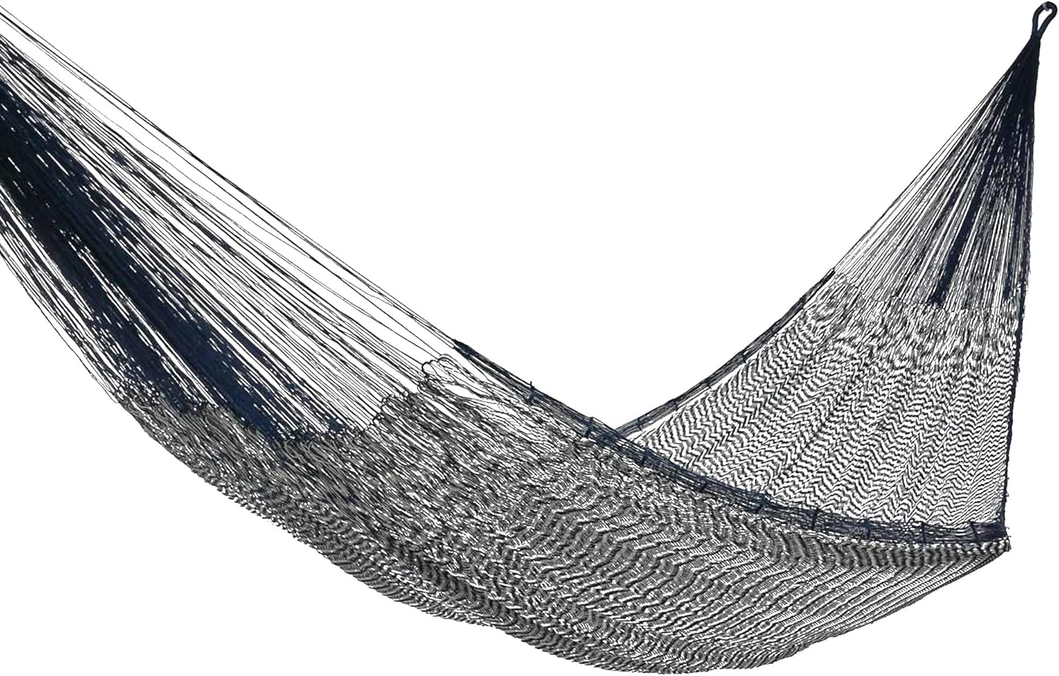 NOVICA Green Teal Blue Cotton Hand Woven Mayan Rope 2 Person XL Hammock, 'Riviera Sapphire' (Double)