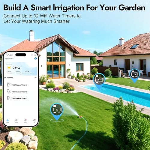 Miniatura 8 de Insoma Temporizador de agua WiFi para manguera de jardín, temporizador inteligente de aspersores, control remoto por aplicación, temporizadores de