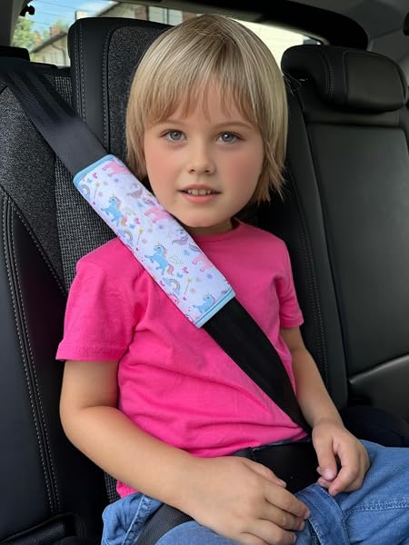 HECKBO 2X Kids Car Seat Belt Pads Seat Belt Protectors - Unicorn - Seat Belt Pads for Kids and Babies- Ideal for Any Seat Belt Car Booster Seat Kids Bicycle - 2