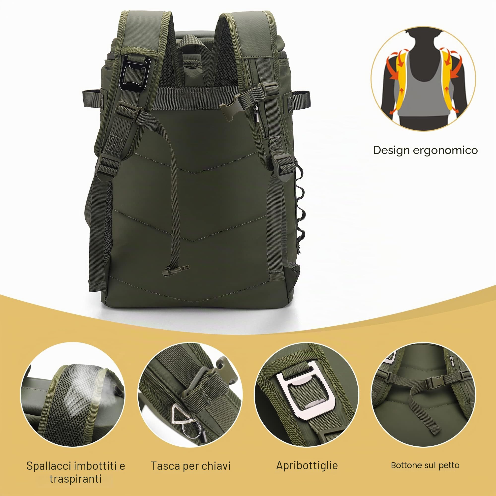 Upeelife Zaino Termico Grande 30 Litri Con Cinghia Di Fissaggio Regolabile Per Coperta, Borsa Termica Impermeabile Borsa Frigo Isoterma Per Campeggio, Pranzo, Escursioni,Spiaggia,Famiglia all'apert.
