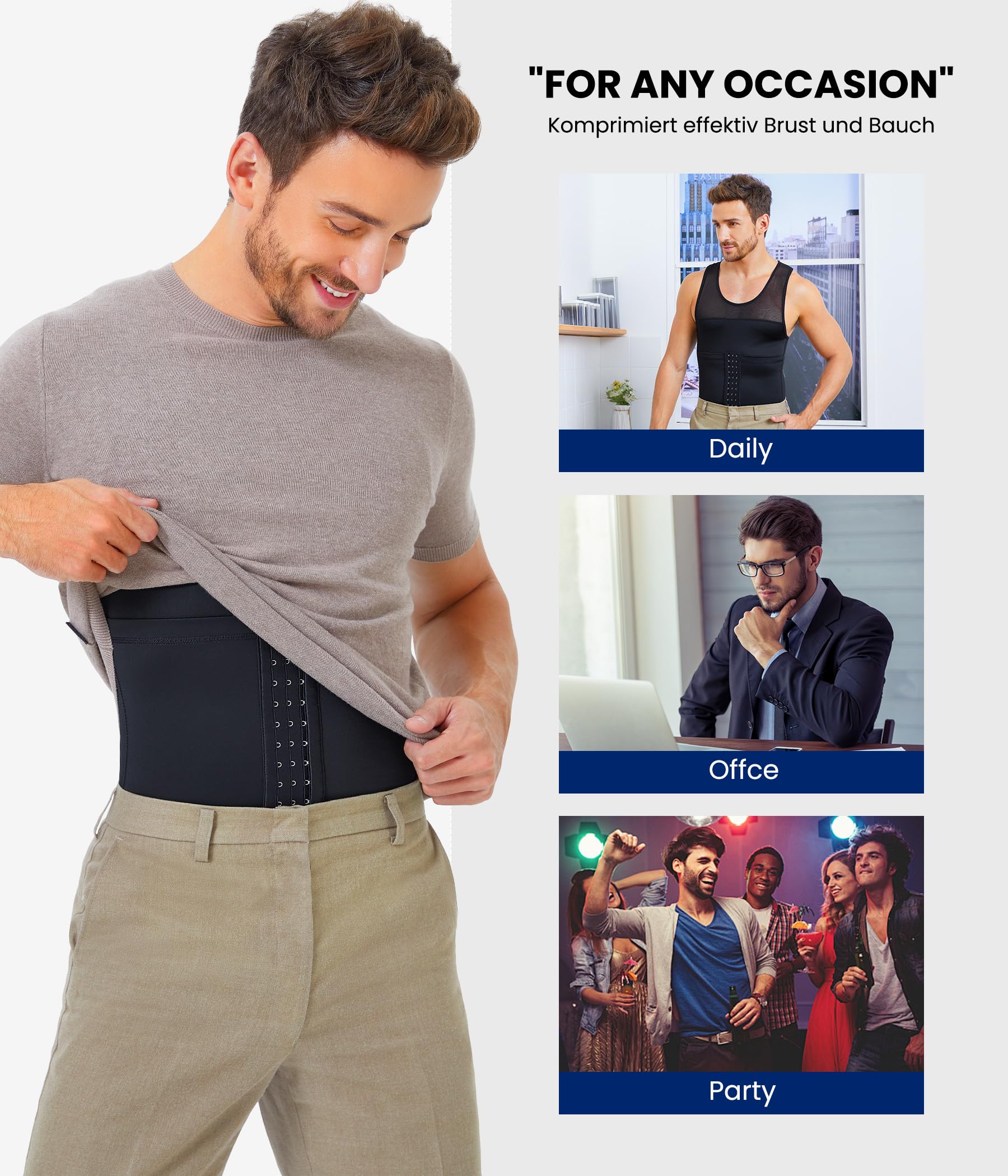 KUMAYES Camisetas interiores para Hombre Faja Reductora Compresión Camiseta Adelgazar Moldeador Shaper Compresión Chaleco