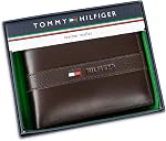 Tommy Hilfiger Portefeuille en cuir pour hommes - Mince Sleek Casual Bifold avec 6 Poches de cartes de crédit et amovibles ID Fenêtre, Brun foncé