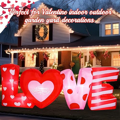 Miniatura 4 de Decoración inflable de 9 pies para el día de San Valentín, letras de amor con luces LED, decoración romántica de San Valentín para bodas, propuestas