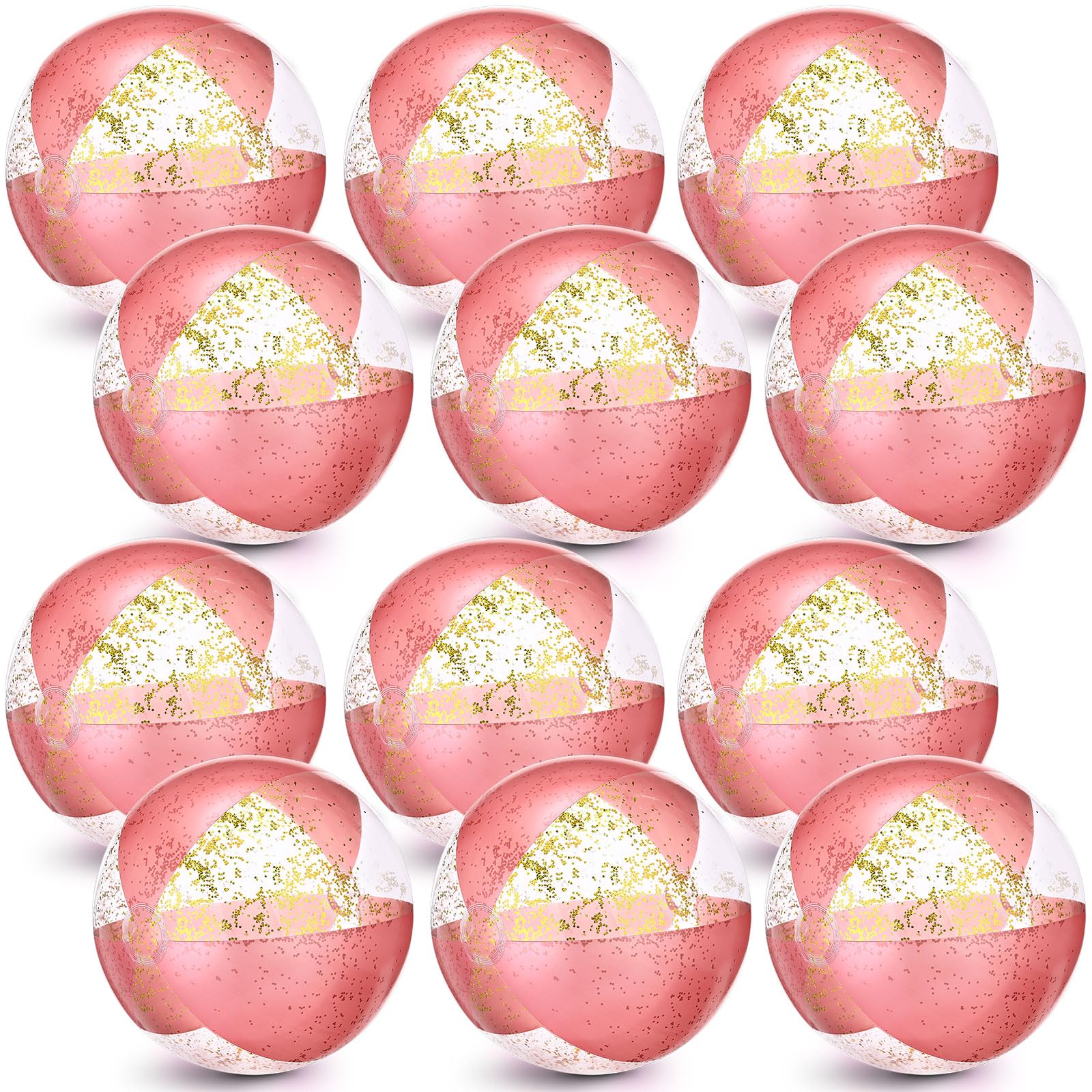 Chivao 24 Pieces Pink Beach Ball 16 Inch Inflatable Glitter Large Beach Ball Swimming Pool Floatable Confetti Decoration for Summer Hawaii Luau Party Favor โ image 1