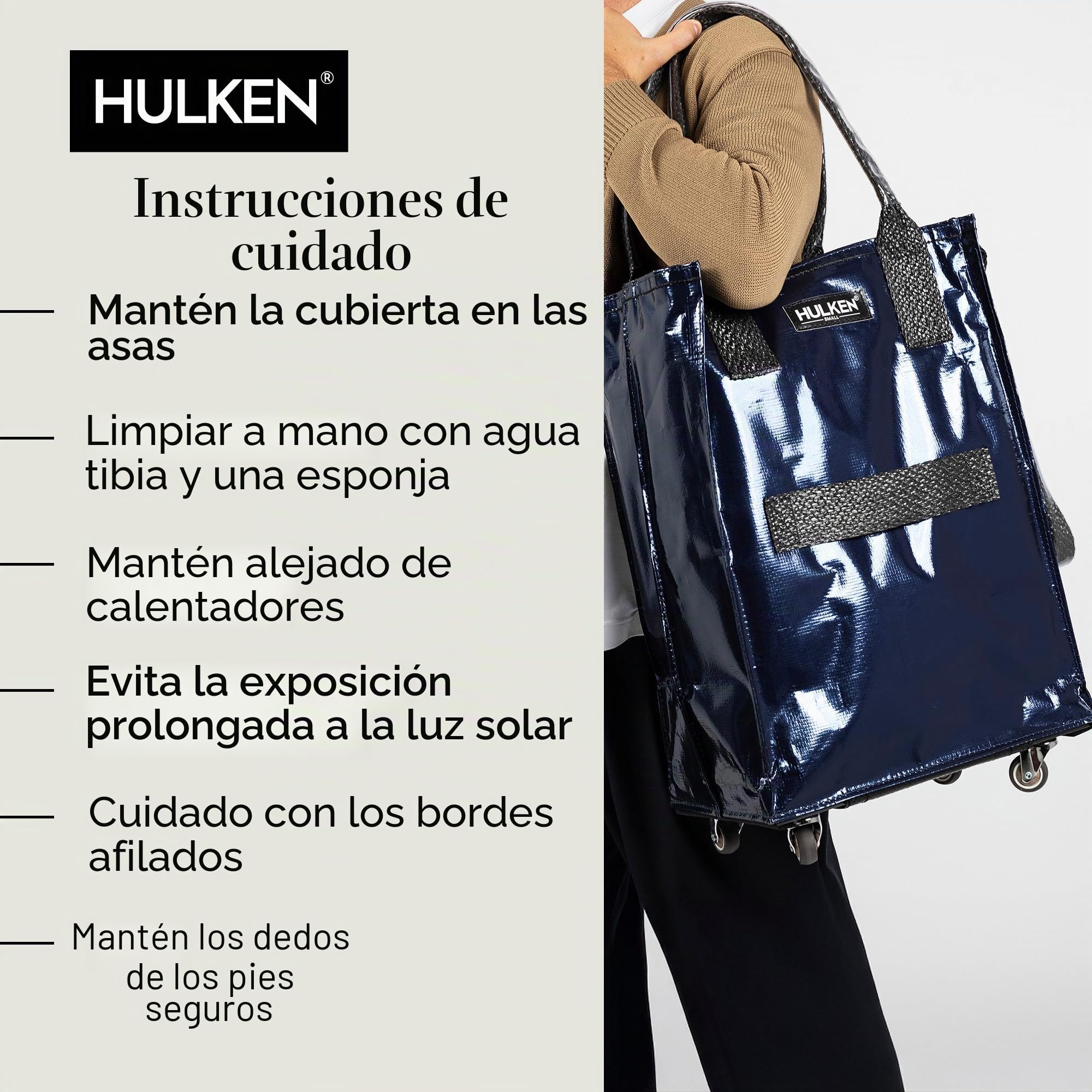 HULKEN - Bolsa reutilizable con ruedas y bolsa de la compra con ruedas - Límite de 66 libras