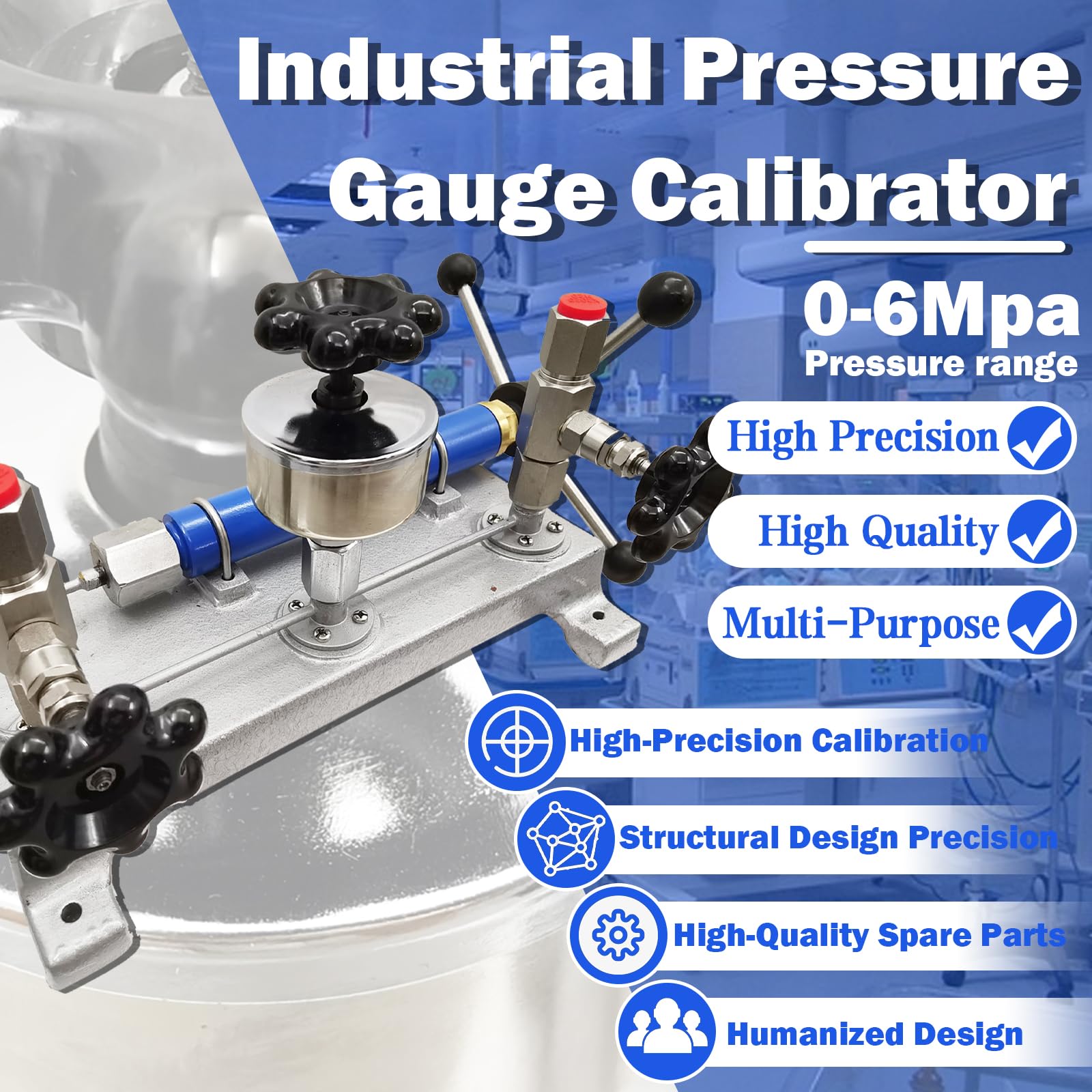 TECHTONGDA Industrial Pressure Gauge Calibrator Positive and Negative Pressure Gauge Calibrator Pump Hydraulic Pressure Gauge Testing Calibrator 0-6Mpa