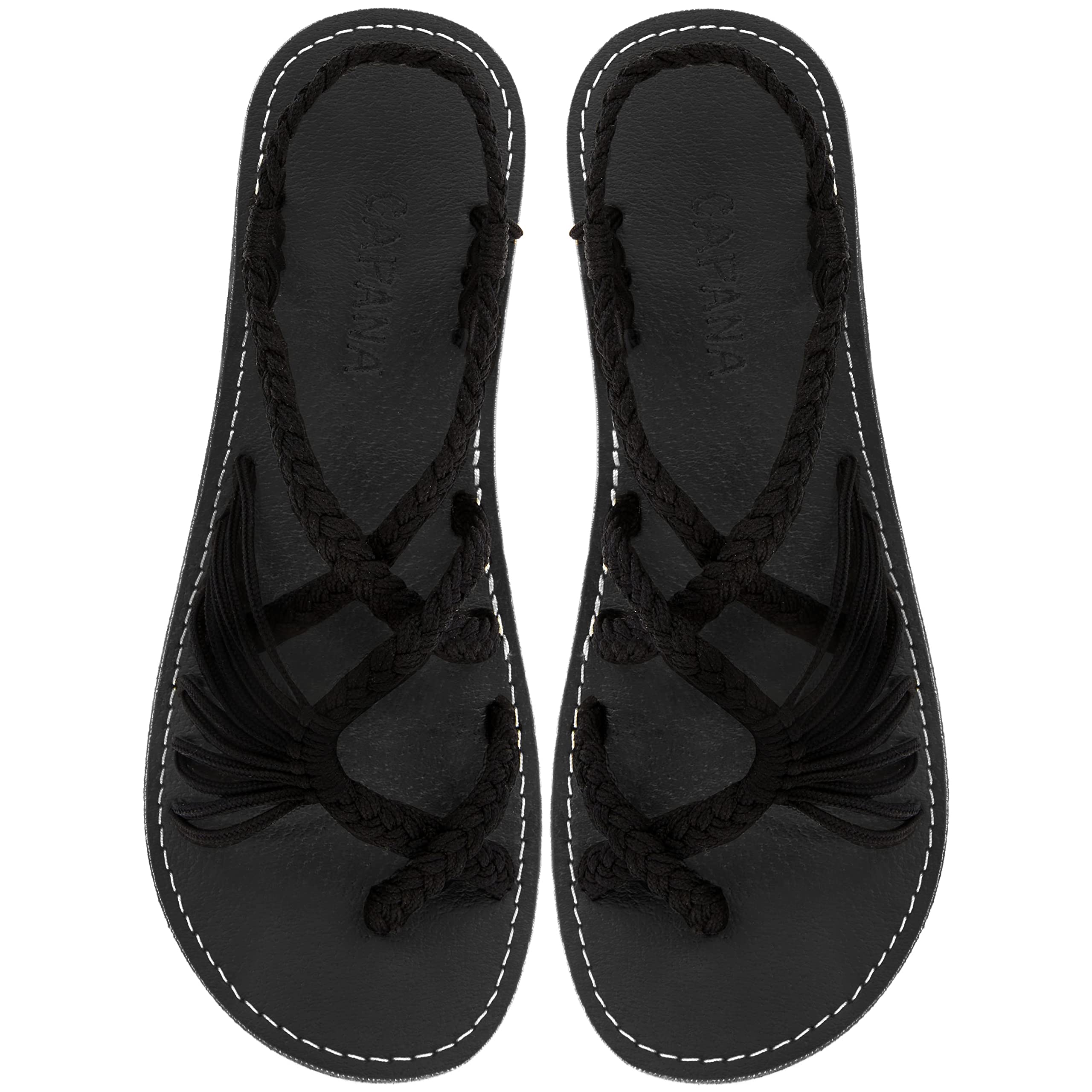Capana Woven Women's Flat Sandals - Strappy Braided Sandals, Beach Sandals for Women Dressy Summer, Rope Bohemian Sandals, Spring Casual Womens Shoes,