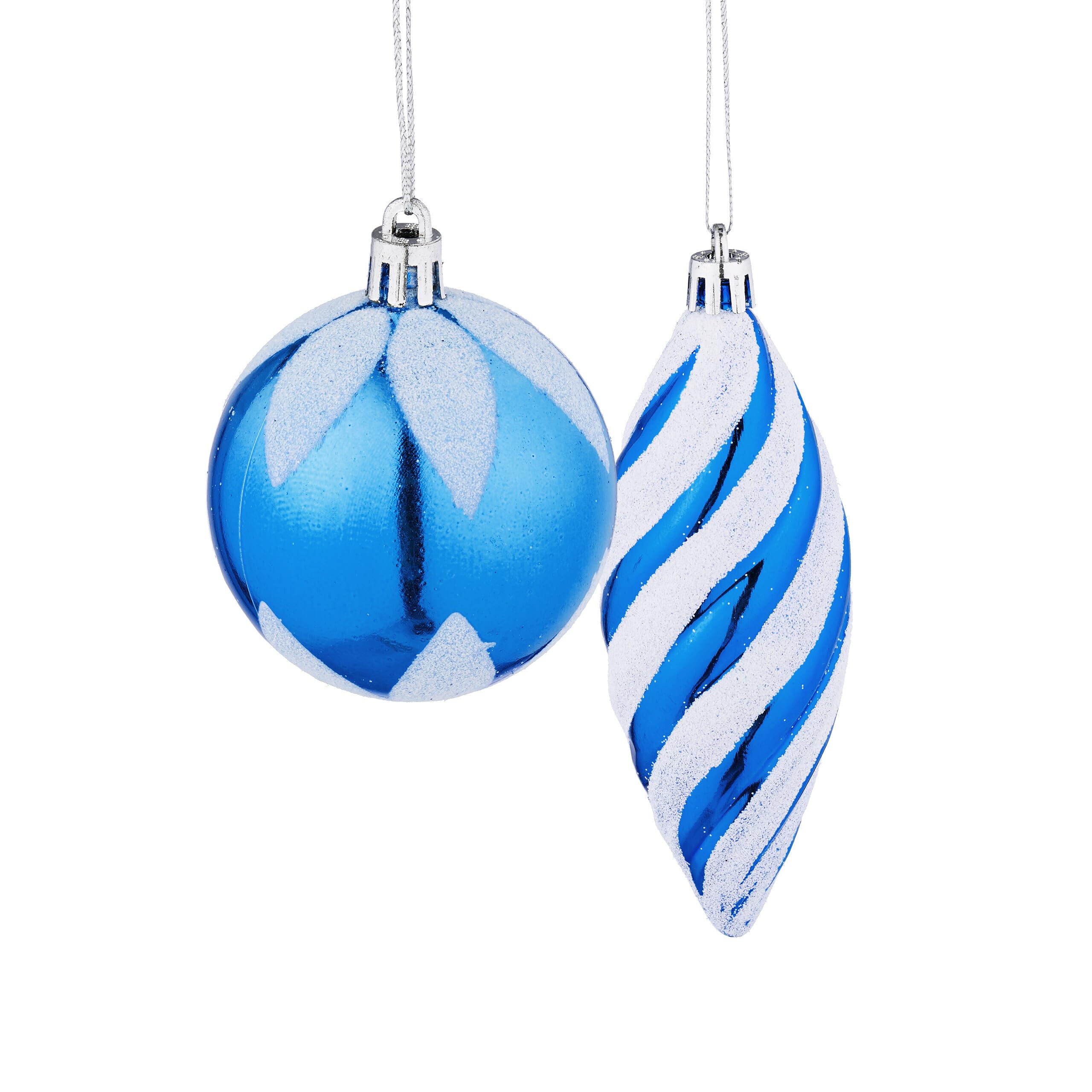 16-teiliges Weihnachtskugel Set - Bunte Ornamente 6cm Blau & Mehrfarbig