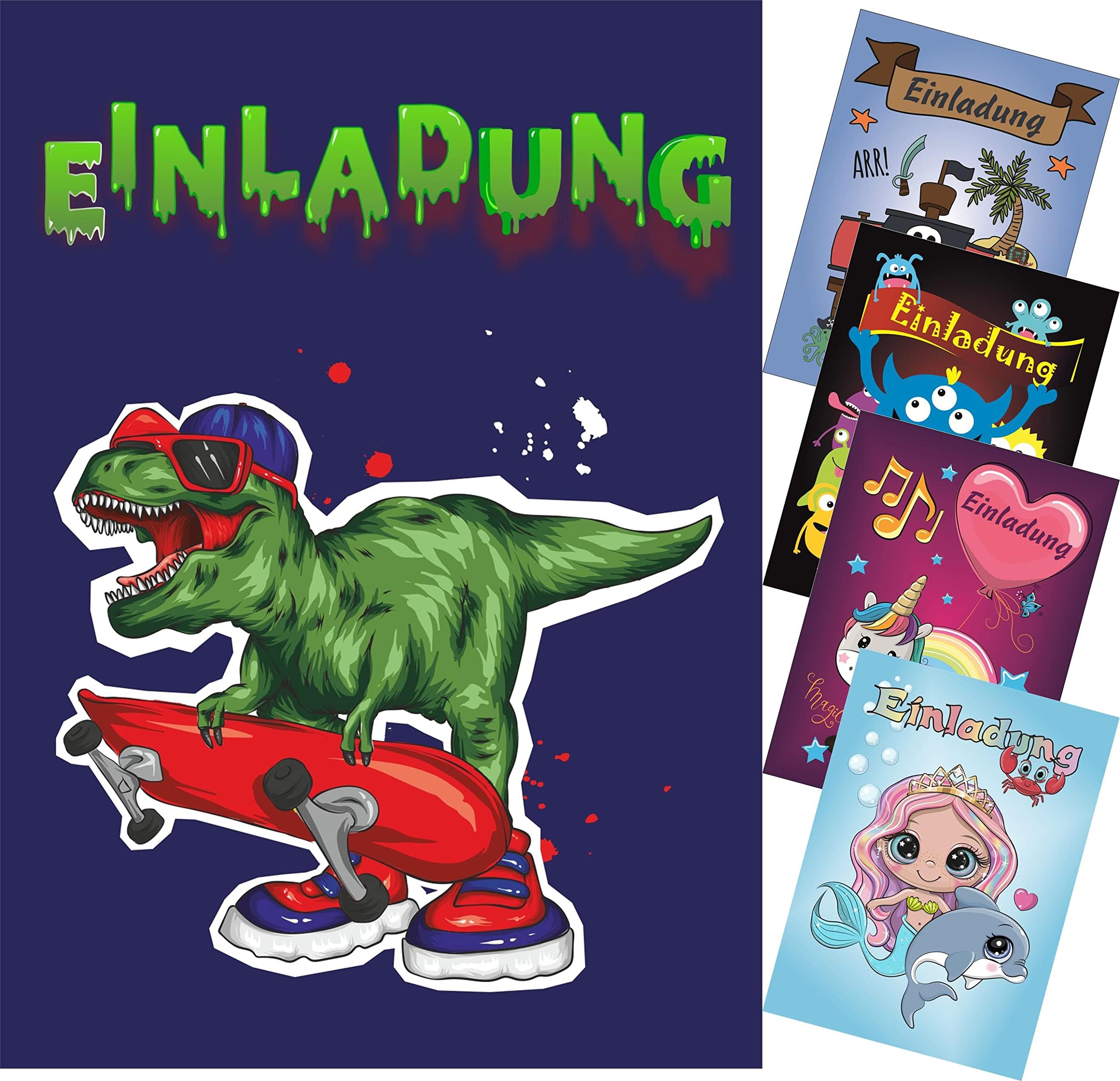 Youery Dino Einladungskarten - 12 Stück Kindergeburtstag
