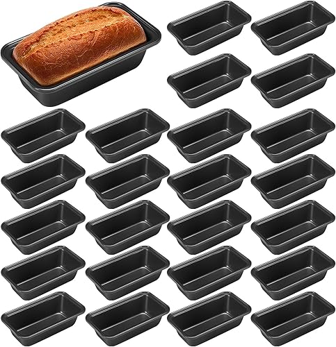 Uiifan 24 piezas de mini moldes para hornear pan, antiadherentes, moldes pequeños de pan de plátano de 6.1 x 3.3 x 2.1 pulgadas, antiadherente de