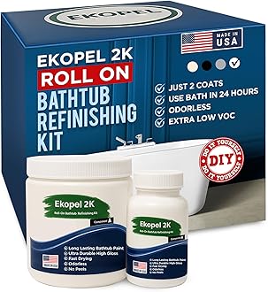 Ekopel Bathtub Touch Up Kit - Odorless Ultra Durable Bright White Gloss - Enough For Up To 2 Coats On A Bathtub - Made in The USA - White