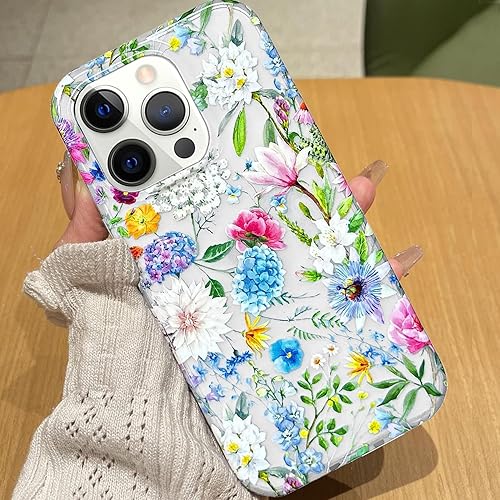 Miniatura 9 de J.west Funda para iPhone 13 Pro Max 6.7, suave a prueba de golpes, linda funda protectora de teléfono floral rosa para mujer, diseño retro