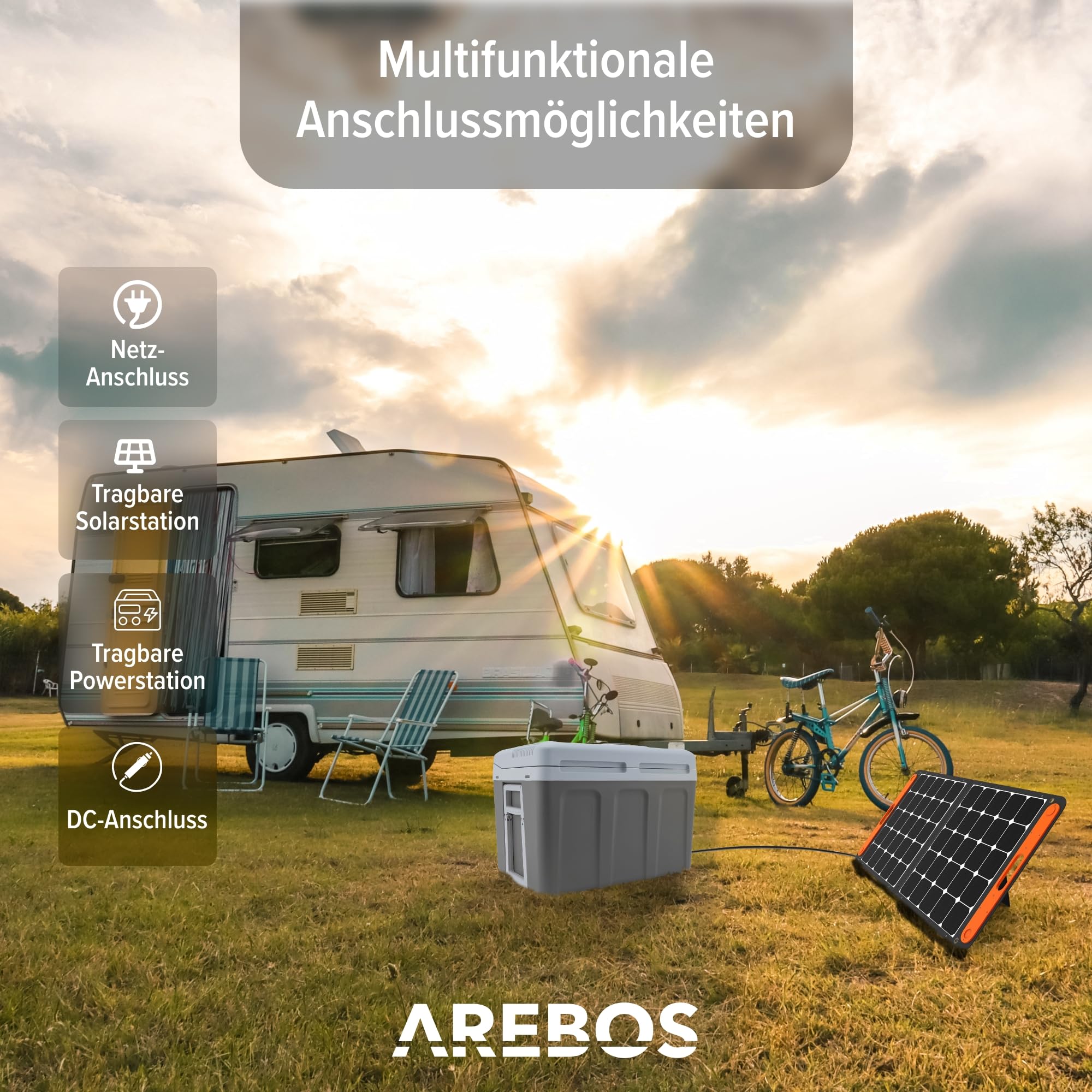 Arebos 40 Liter Kühlbox elektrisch 12/230V ECO Modus Kühlen Warmhalten Mini Kühlschrank