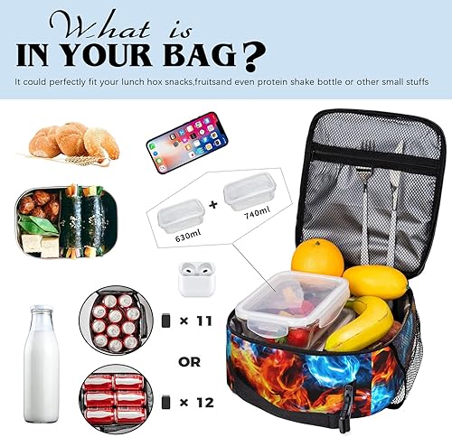 Miniatura 2 de Lonchera de dragón con diseño de dragón para niños, bolsa de almuerzo con aislamiento, reutilizable, portátil, con diseño de dragón, fuego de hielo,