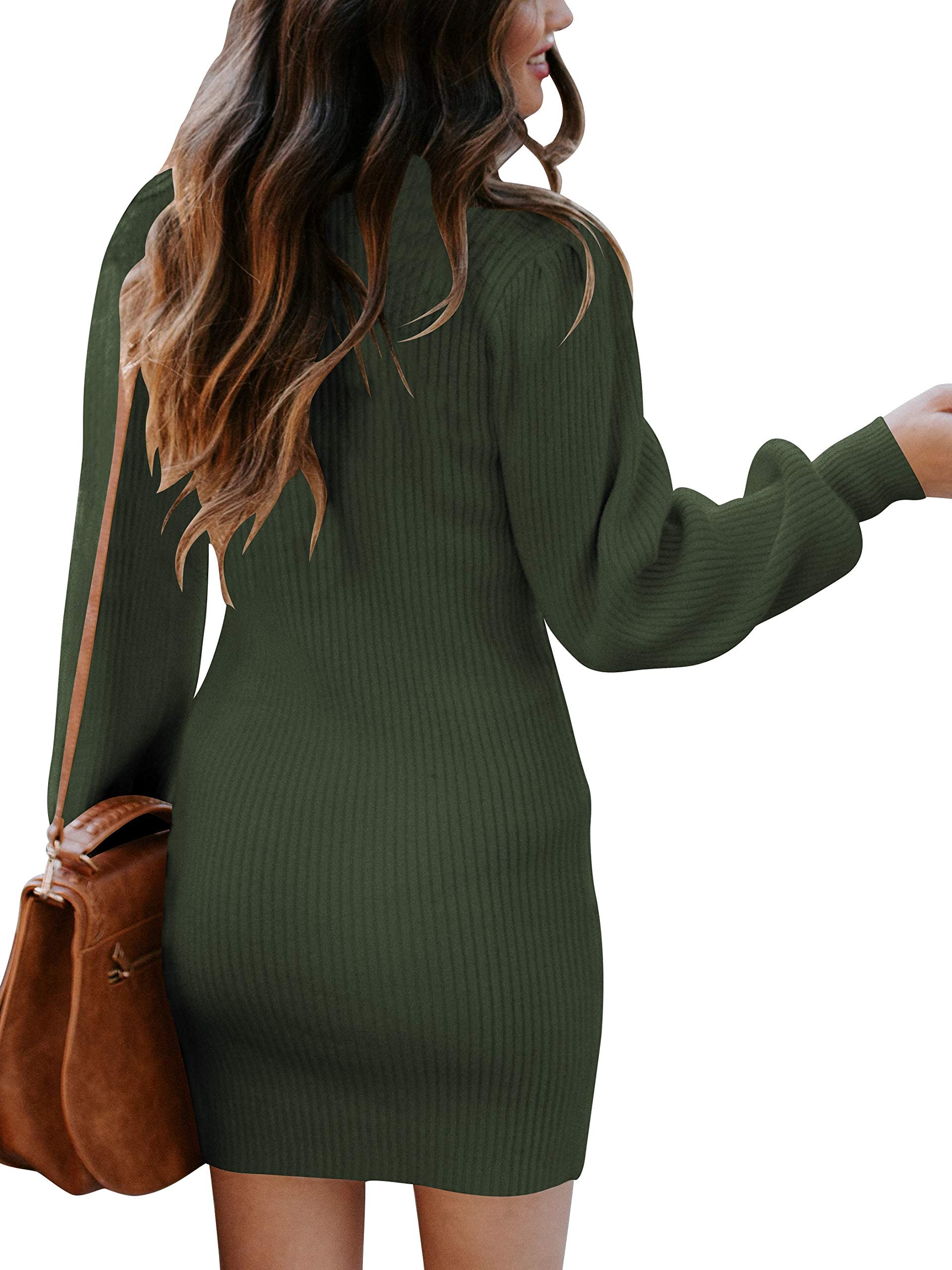Yageshark Robe tricotée pour femme - Mini robe d'hiver - Décontractée - Haute élasticité - Manches longues - Tricot