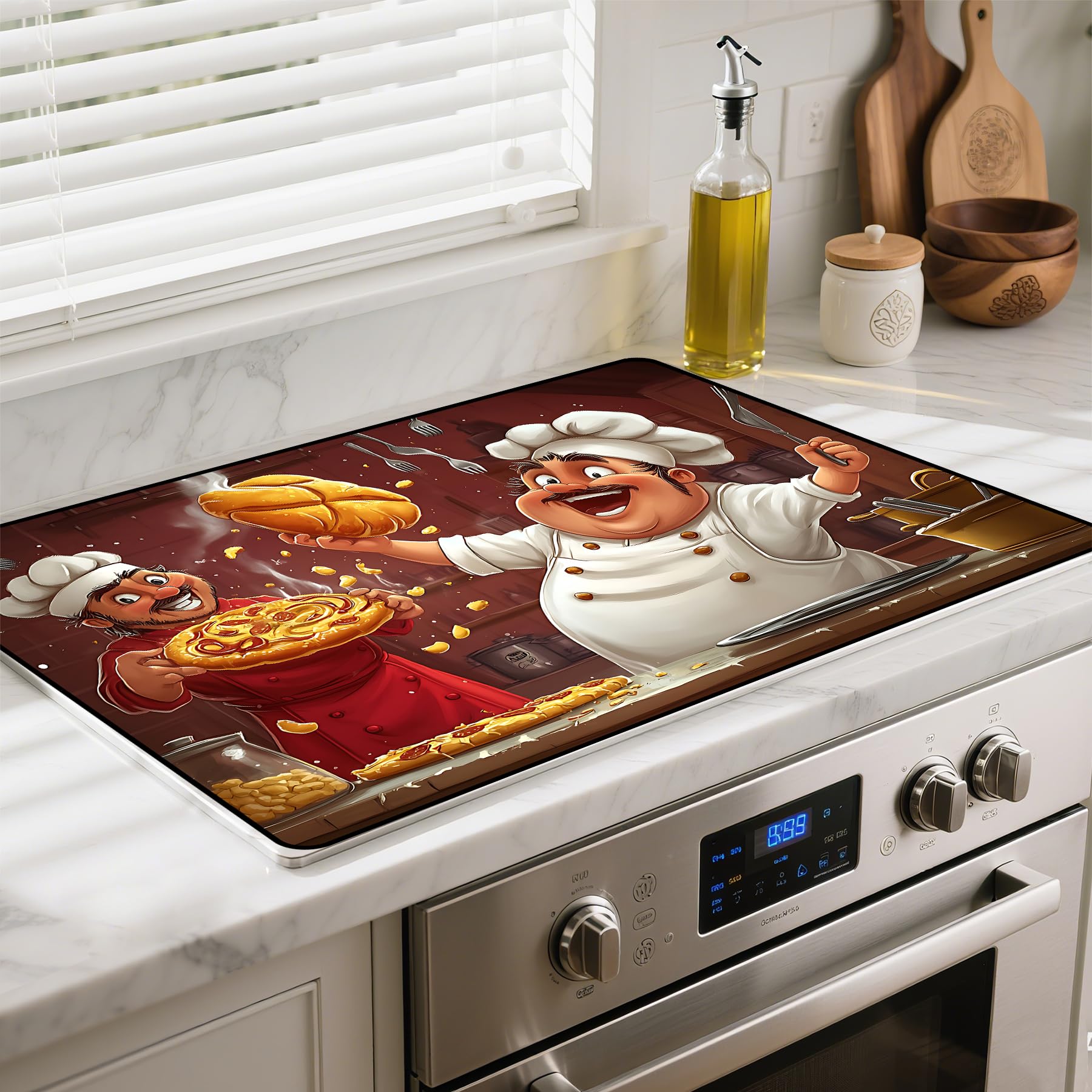 Stove Top Cover for Glass Electric Stove (Pizzas, 30" x 21")