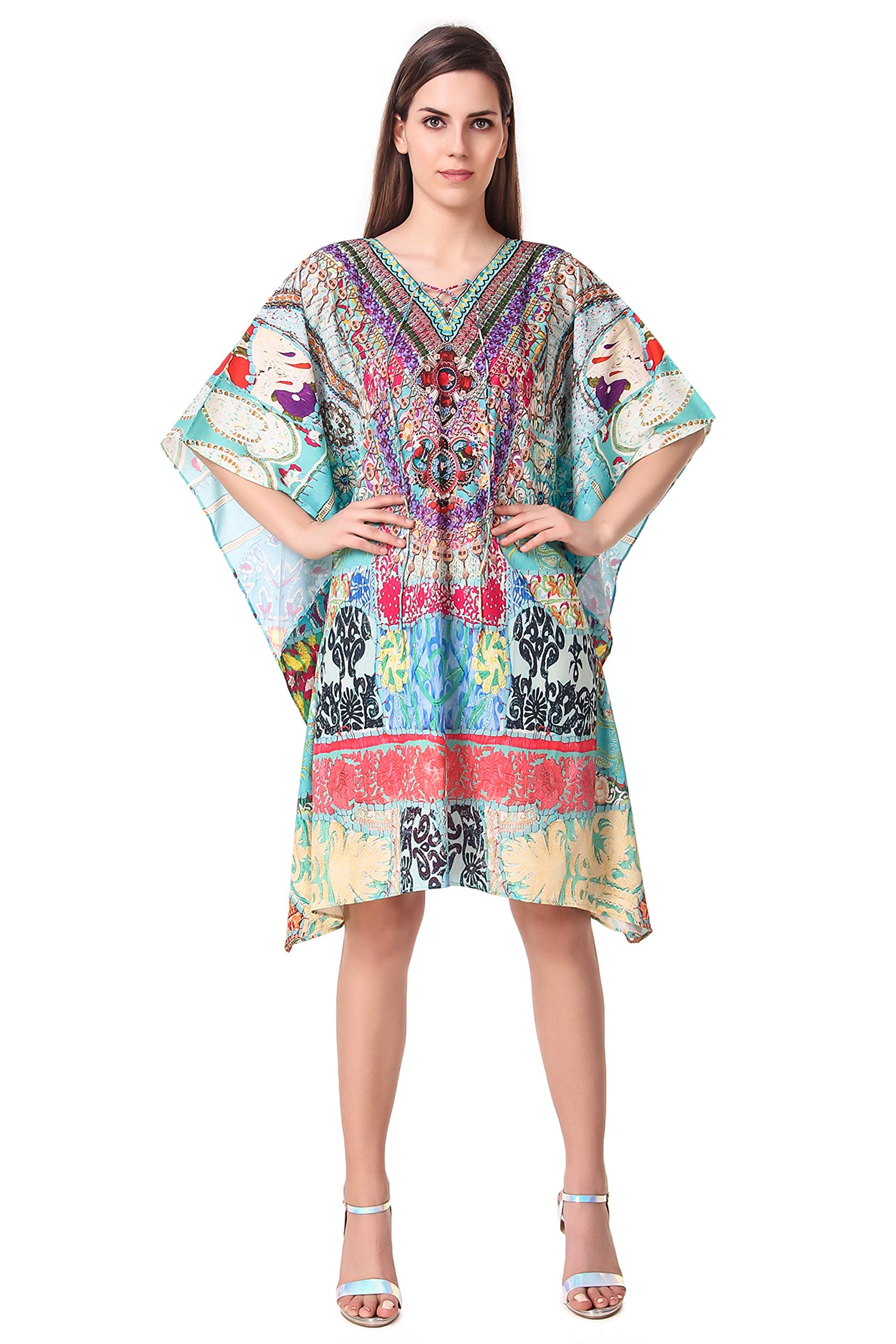 curvshape Short Lyk Favorite Digital Printed | Georgette Kaftan | Vacation Wear | Beach Wear | Coverups | Kaftan Dress | for Women | Free Size [M-3XL] Multicolour-picture-18